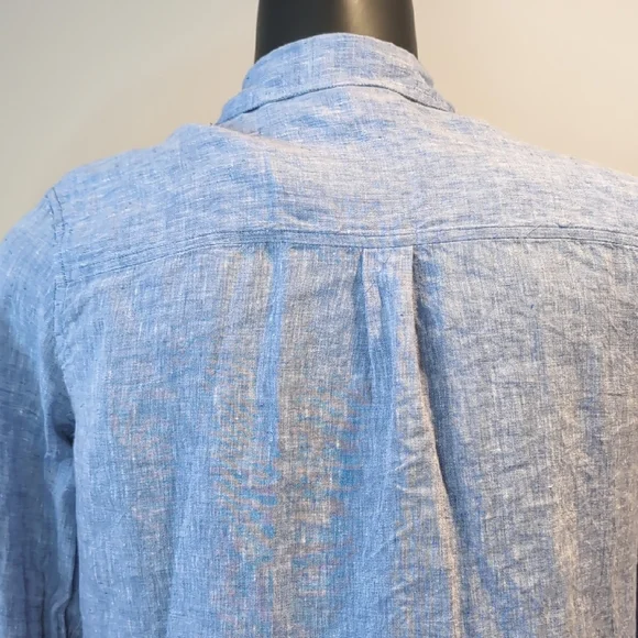 Gap 100% Linen Blue Button-Up Shirt Boyfriend Shirt - Picture 5 of 8